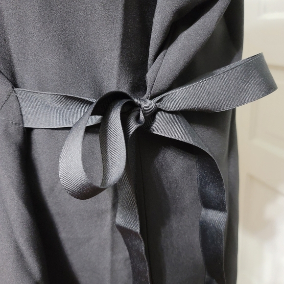 Lane Bryant Black Drop Short Sleeve Side Tie Blouse - Picture 3 of 6